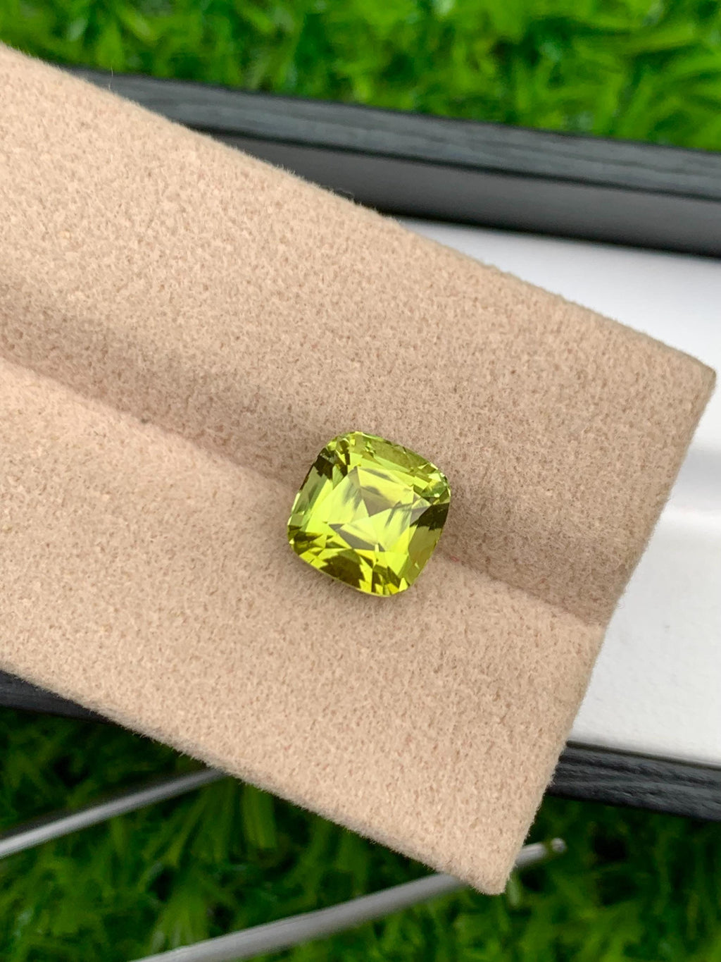 Lime Green Tourmaline Stone: 3.15 CT Cushion Cut Gemstone