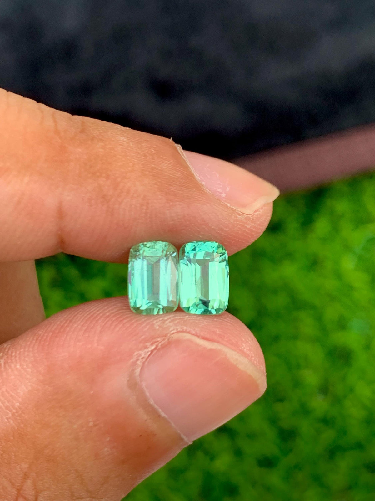 Lagoon Tourmaline 2.45ct Cushion Cut Pair from Afghanistan