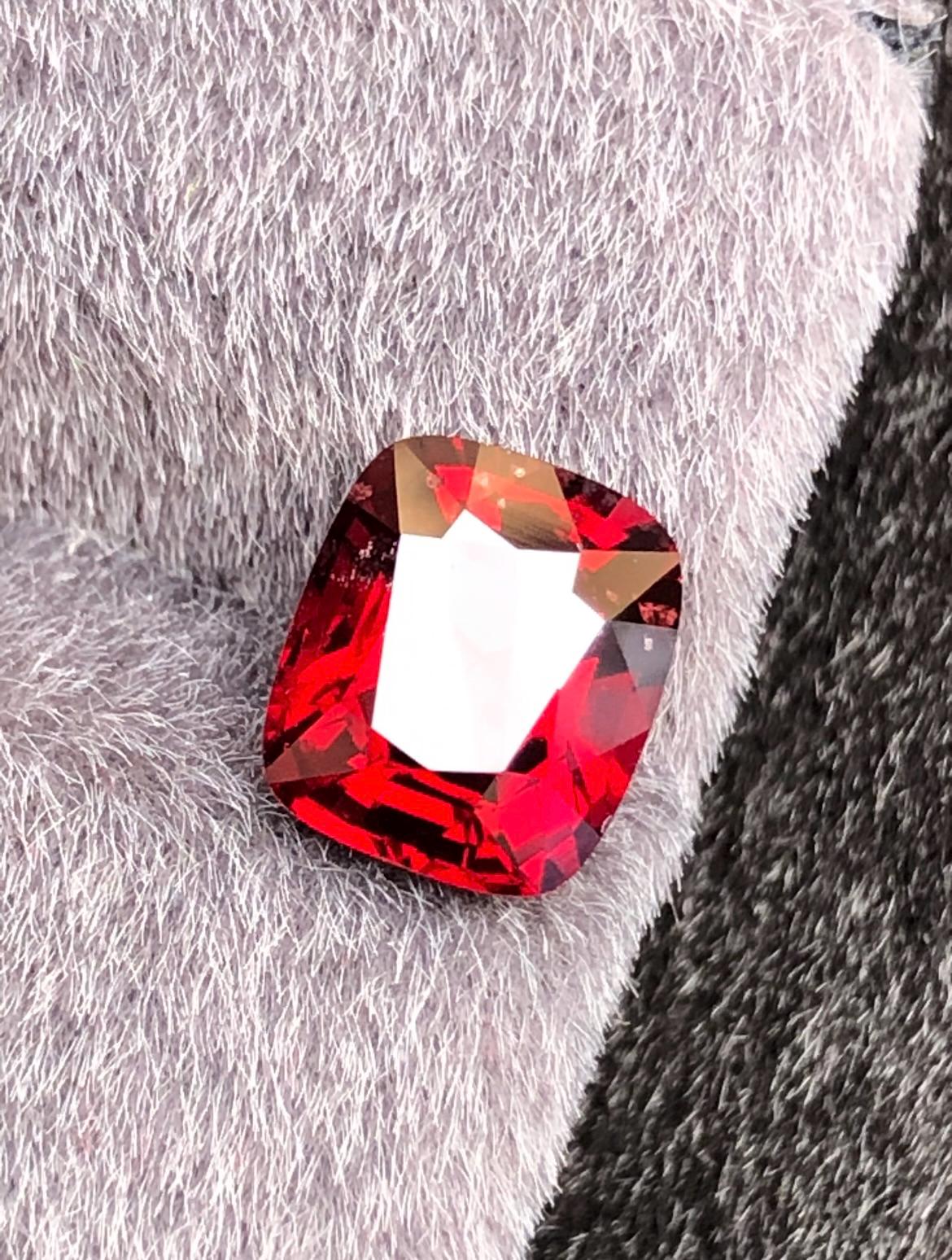 Vivid Red Spinel 3.03ct  Radiant Cushion Cut - Burma Gemstone Loose Stone