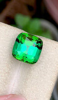 Bluish Green Tourmaline 10 Carat cushion Cut Loose Gemstone