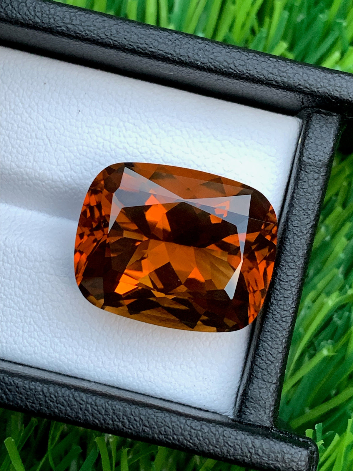 Mahogany Orange Citrine Gemstone: 21 CT Fancy Cushion Cut