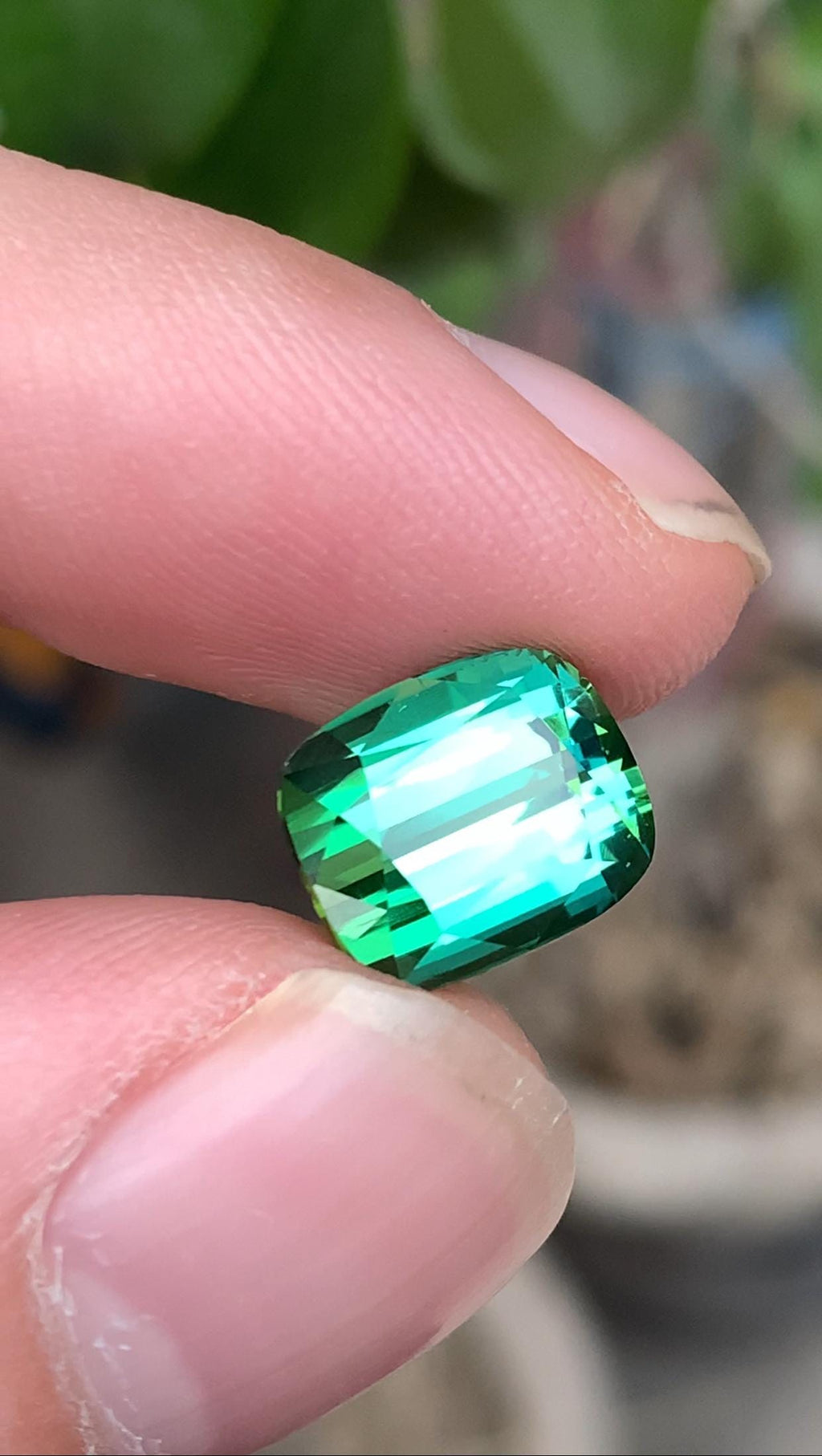 7.30 CT Blue Green Tourmaline Gemstone: Cushion Cut, Afghanistan Origin