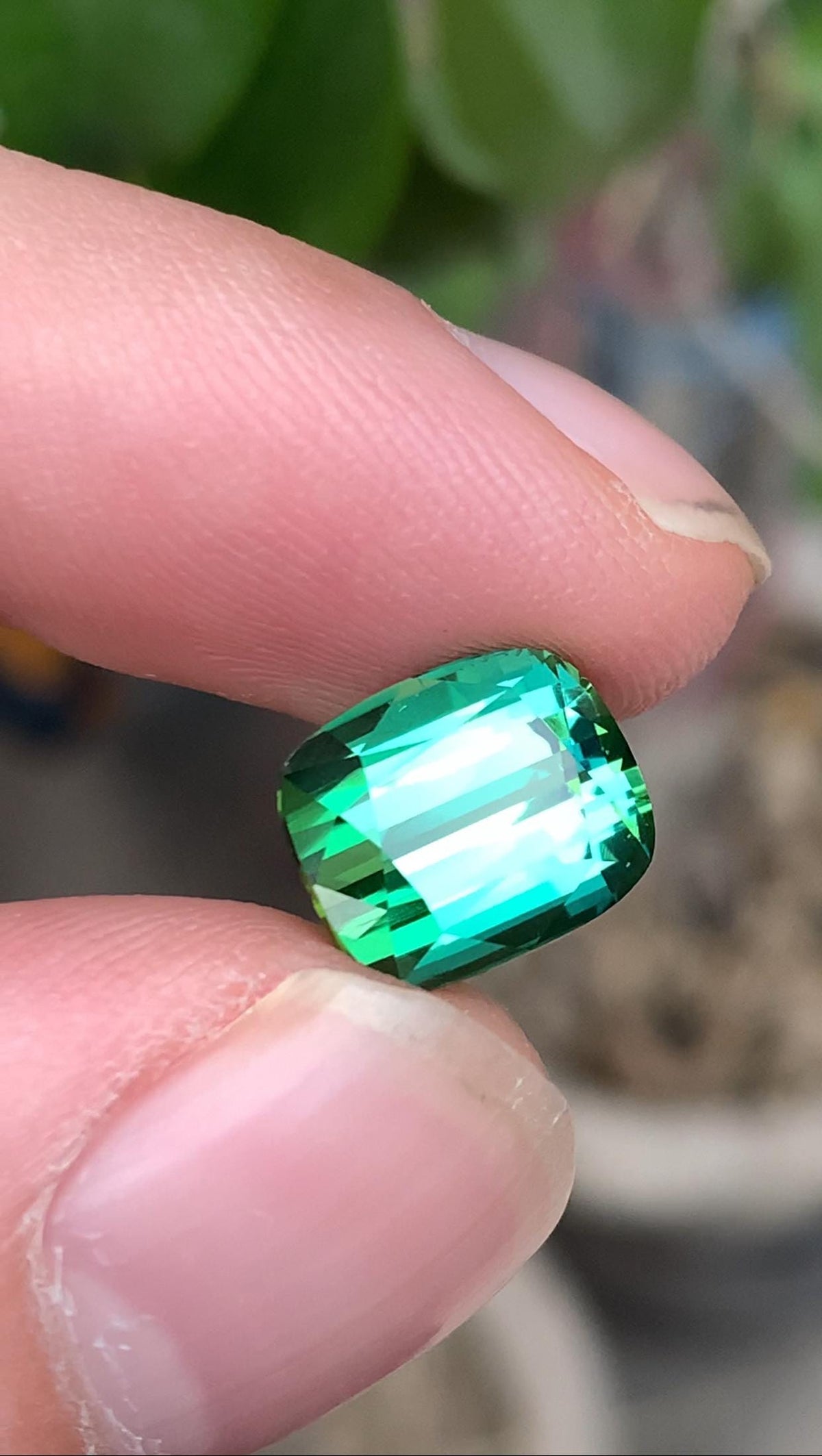 7.30 CT Blue Green Tourmaline Gemstone: Cushion Cut, Afghanistan Origin