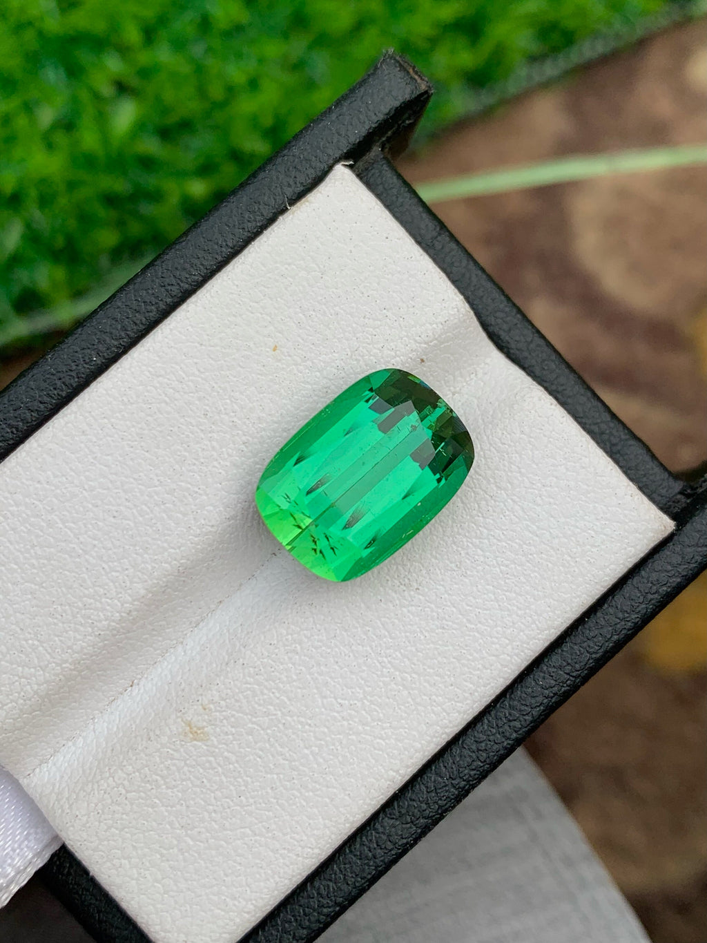 AAA Bluish Green Tourmaline Gemstone: Flawless Cushion Cut, 8.85 CT