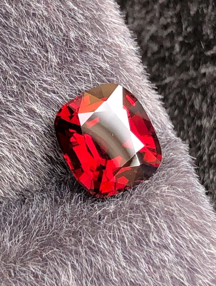 Vivid Red Spinel 1.55ct Step Cushion Cut - Burma Gemstone Loose Stone