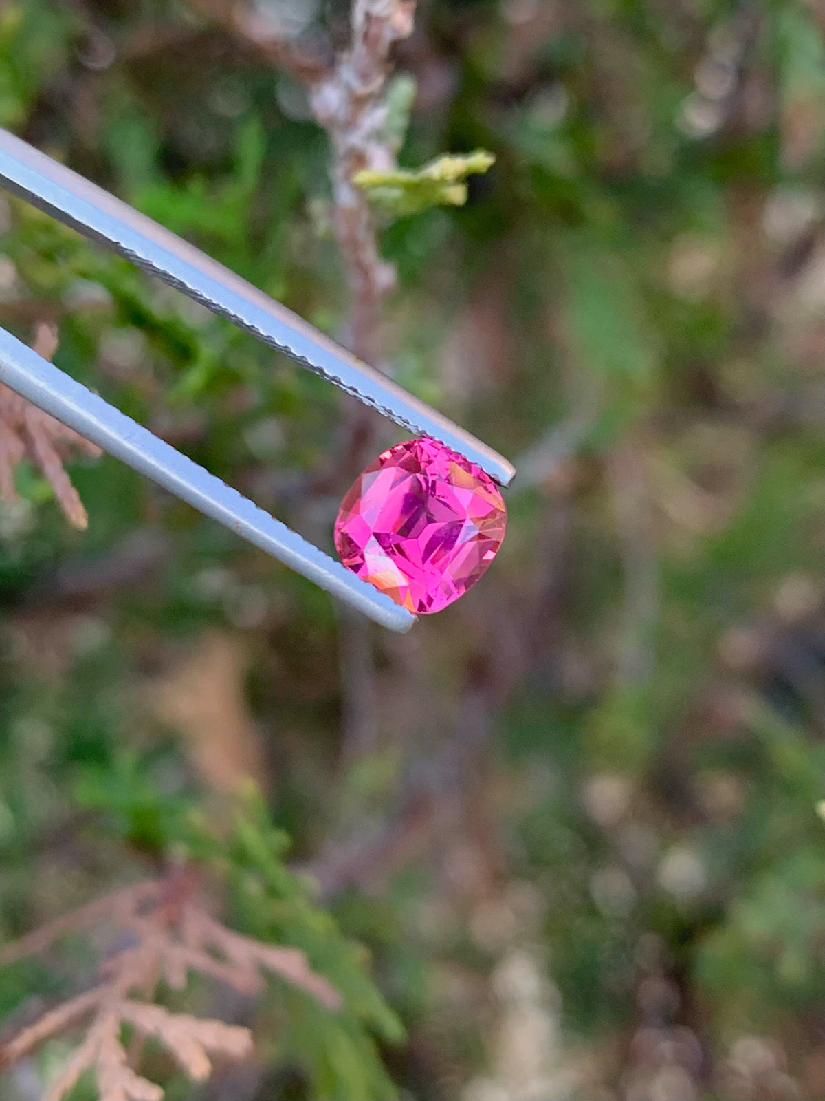 Deep Pink Tourmaline Gemstone: 1.55 CT Cushion Cut Stone
