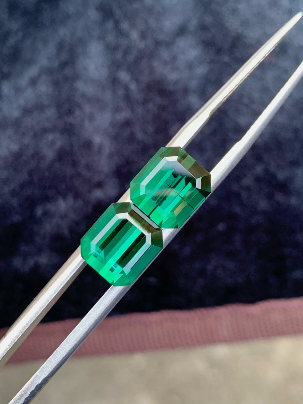 Emerald Cut Forest Green Tourmaline Pair: 8.80 CT Afghanistan Gemstones