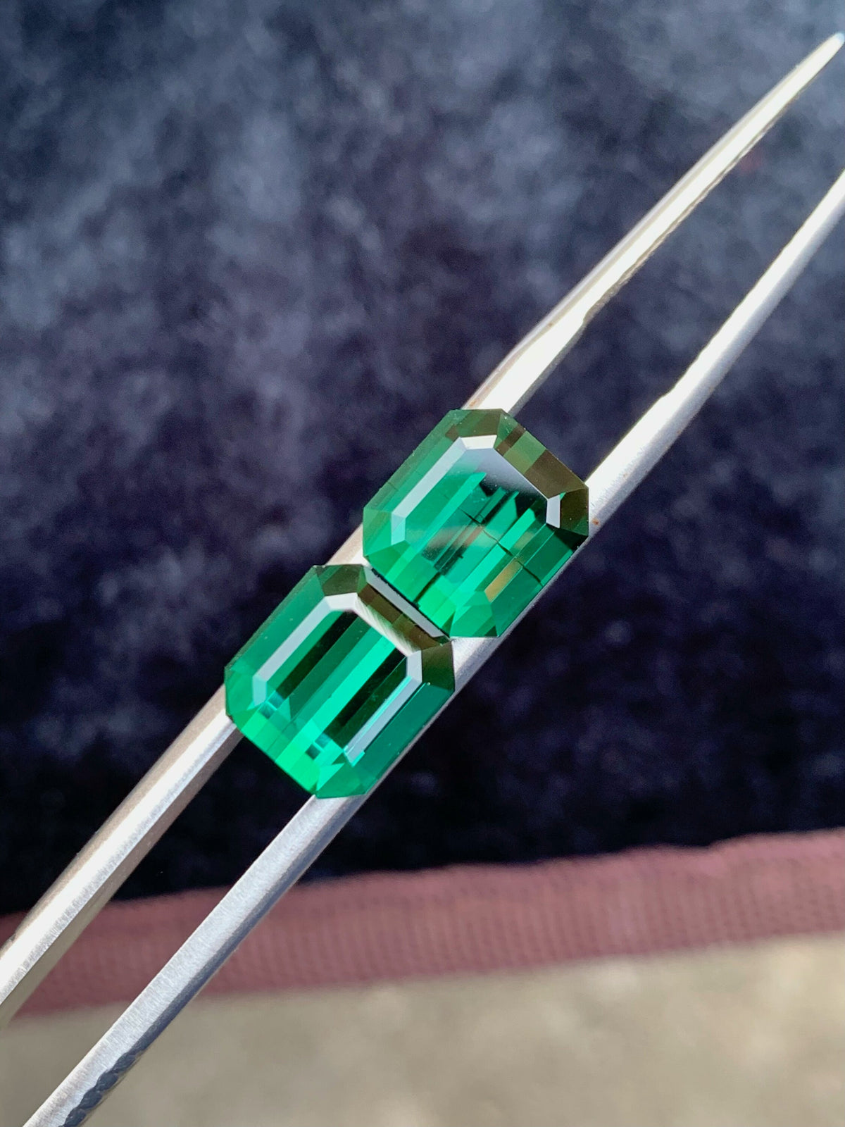 Emerald Cut Forest Green Tourmaline Pair: 8.80 CT Afghanistan Gemstones