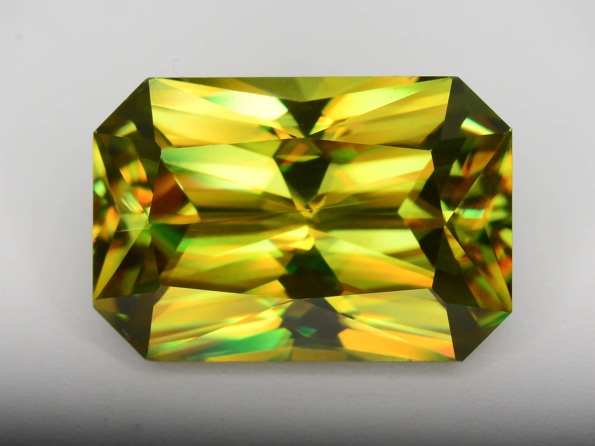 Full Fire Sphene Gemstone: Greenish Yellow Titanite Stone, 8.95 CT
