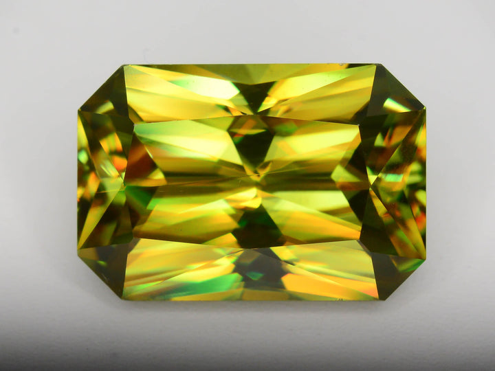 Full Fire Sphene Gemstone: Greenish Yellow Titanite Stone, 8.95 CT