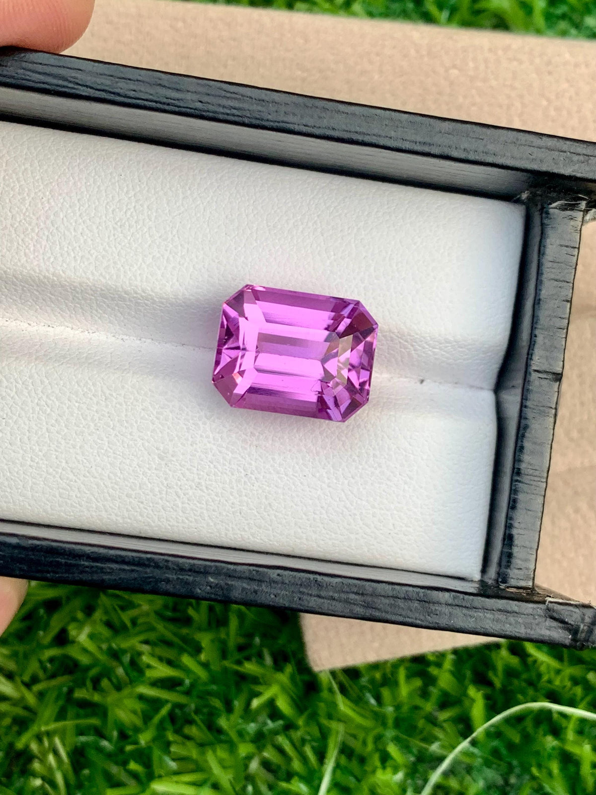 Emerald Cut Pink Kunzite Gemstone: 12.35 Carat Faceted Jewelry Stone