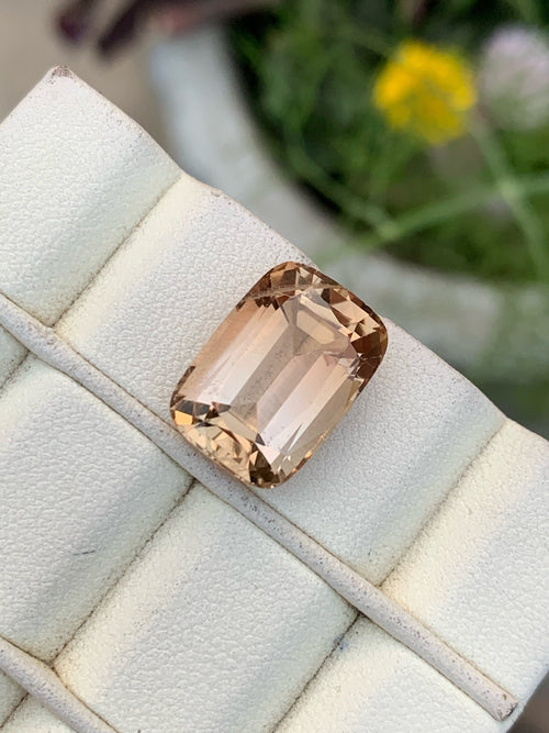 12.45 CT Unheated Imperial Yellow Topaz Loose Gemstone: Flawless Cushion Cut