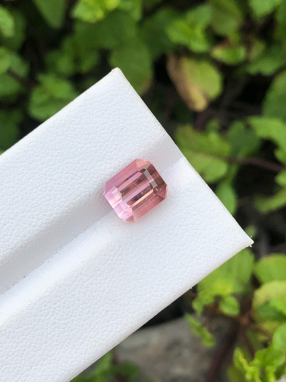 Natural Bi-Color Tourmaline Gemstone: Flamingo Pink & Hawks Blue, Emerald Cut (8.6x7.3x6.6 MM)