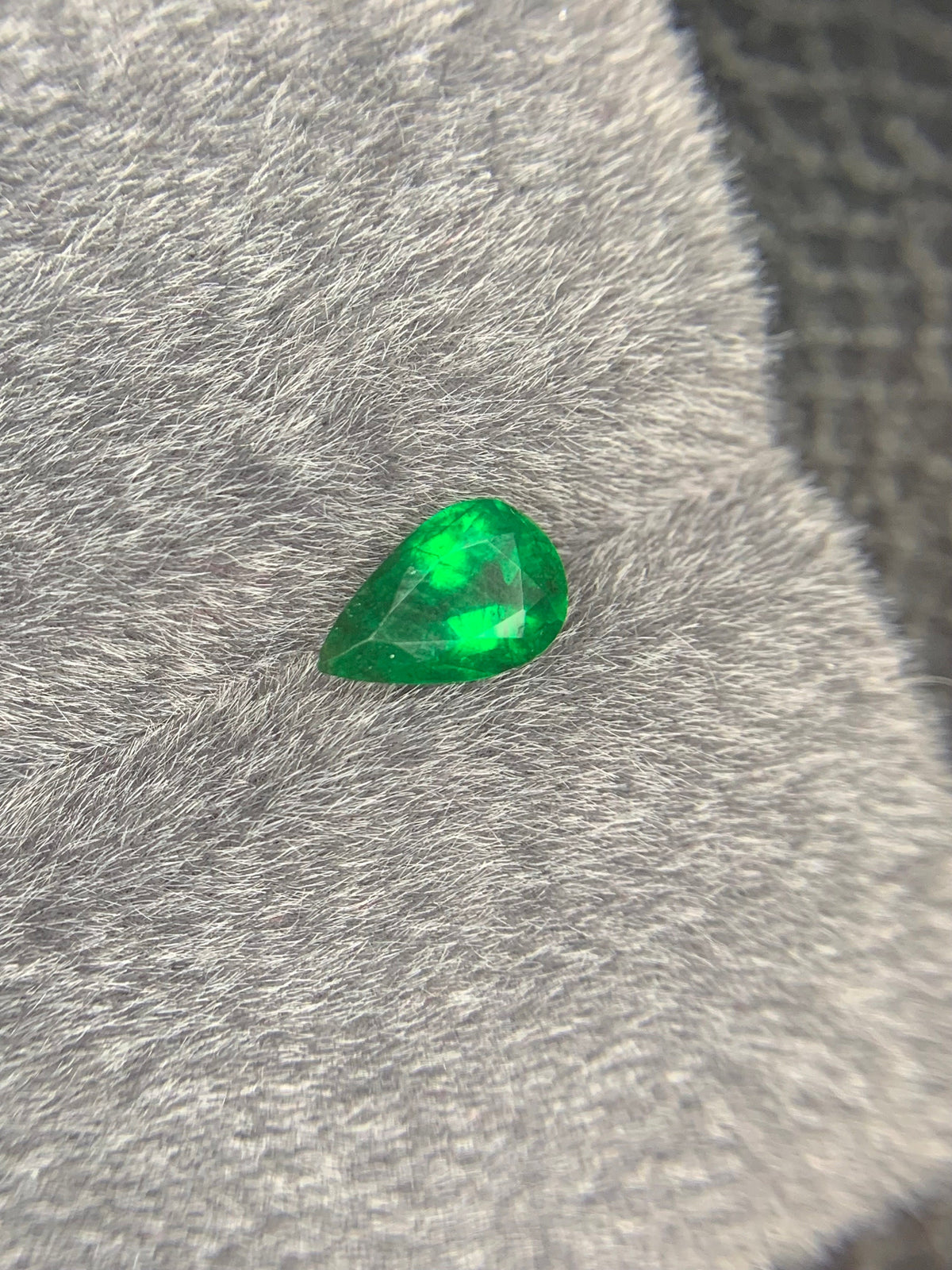 Zambia Emerald Gemstone: 1.57 CT Pear Cut, Vivid Green