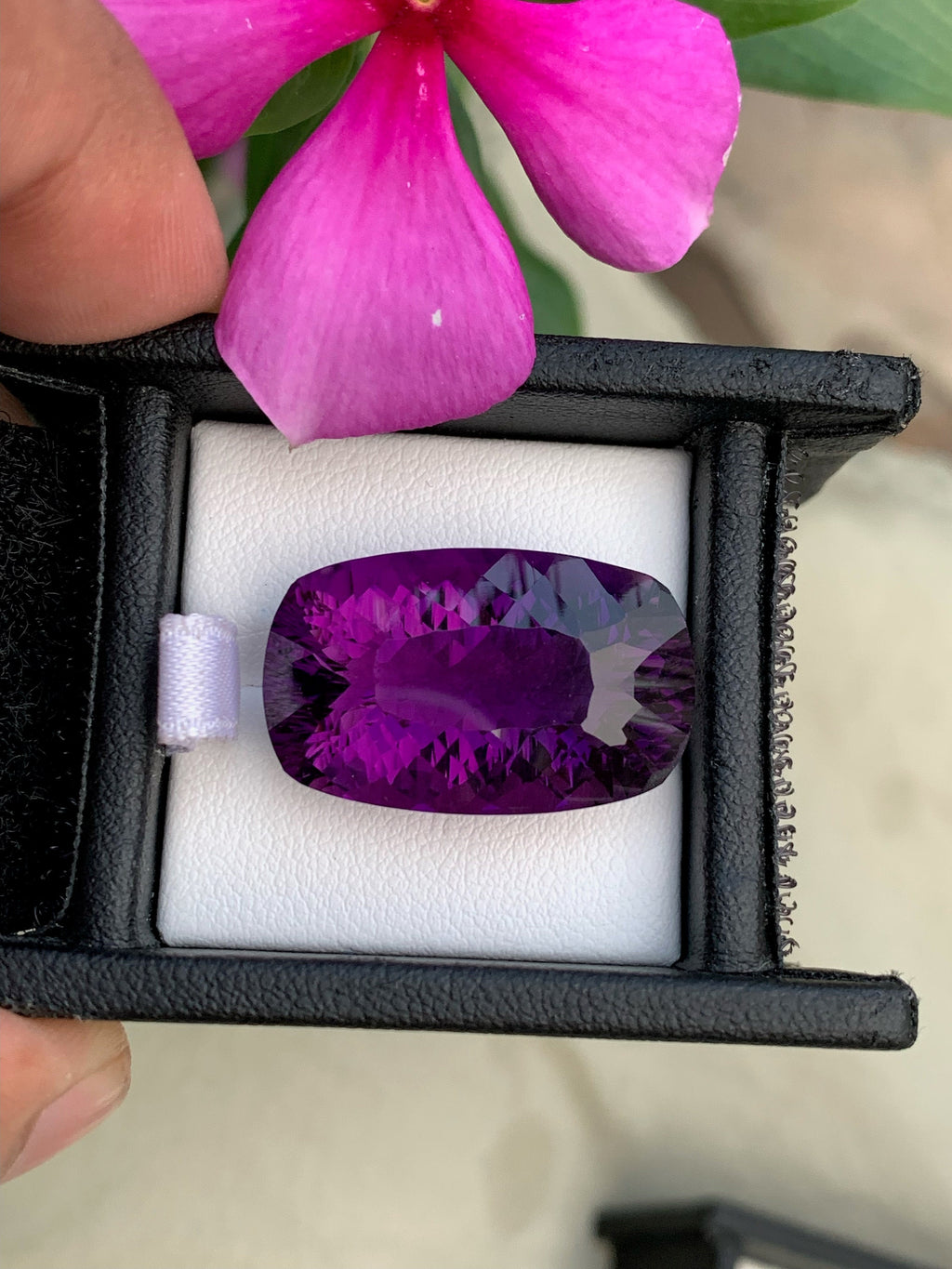 Natural Amethyst Gemstone: 32 CTS, Custom Cushion Cut, VVS Clarity
