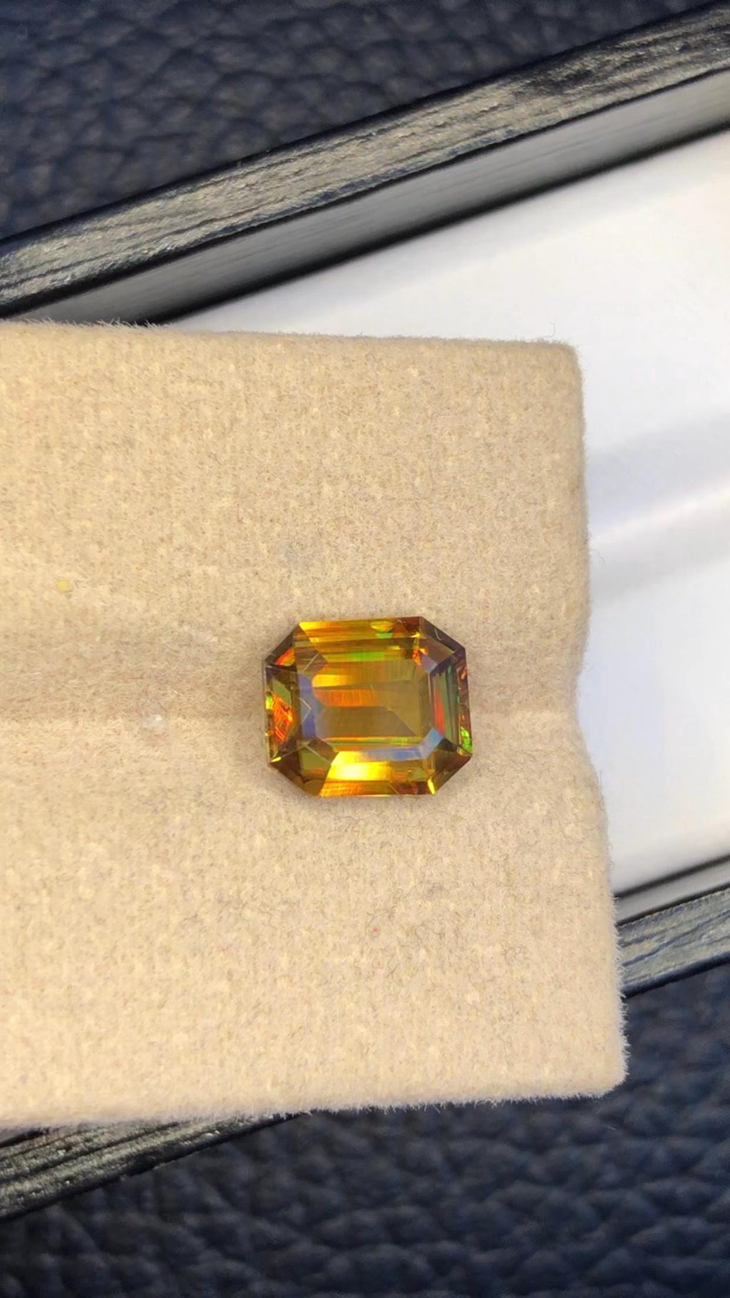 2.40 CT Emerald Cut Sphene Gemstone: Greenish Yellow Titanite, August Birthstone