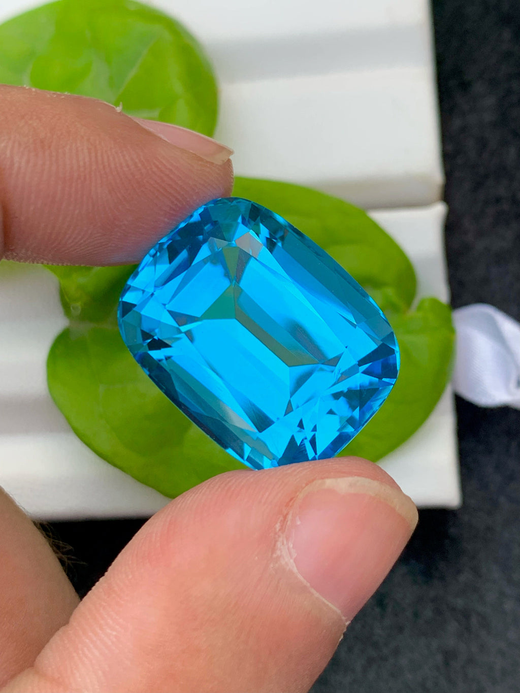 57.25 CT Swiss Blue Topaz Gemstone: Cushion Cut Jewelry Stone