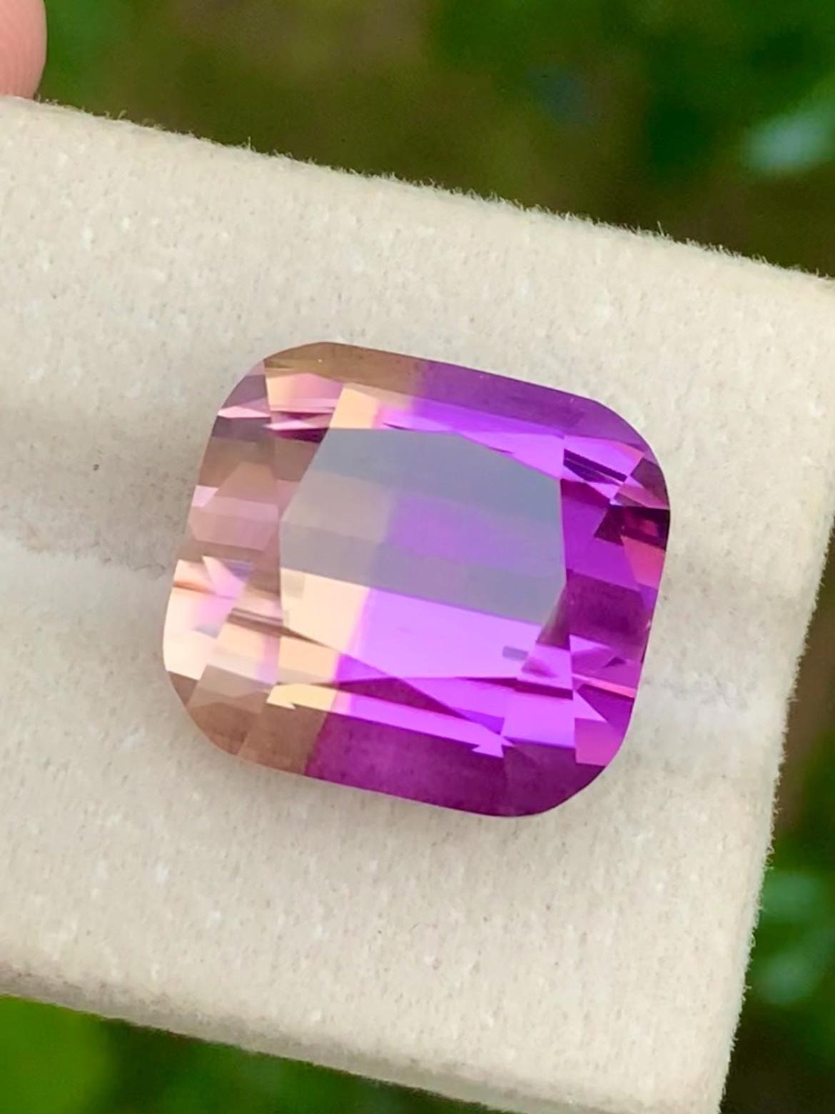 Ametrine 21.40ct Cushion Cut • Bi-Color Gemstone from Bolivia
