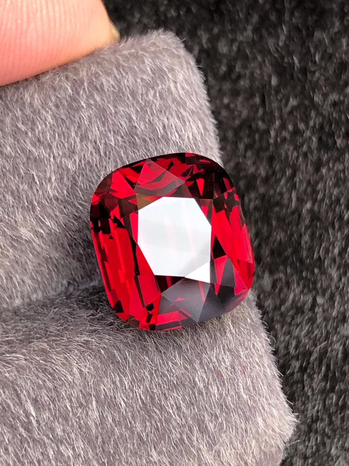 Red Rhodolite Garnet Cushion Cut 12.40 ct from Tanga Mine Tanzania