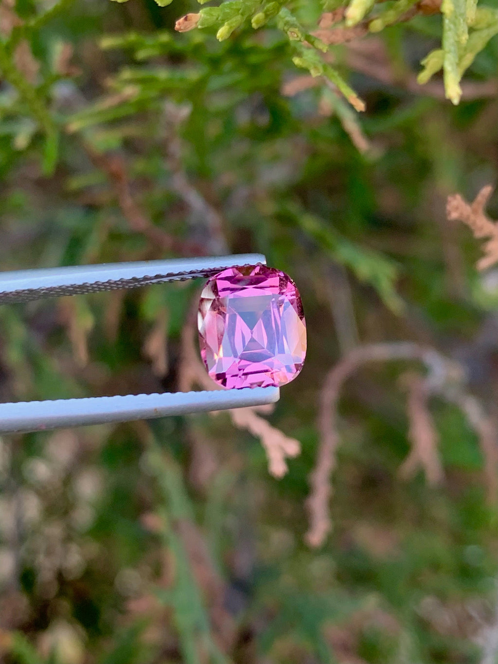 Pink Tourmaline Gemstone: 2.85CT Faceted Cushion Cut, October Birthstone