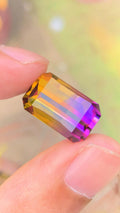 17.45 Carat Bi-Color Ametrine Gemstone: Emerald Cut Bolivian Quartz