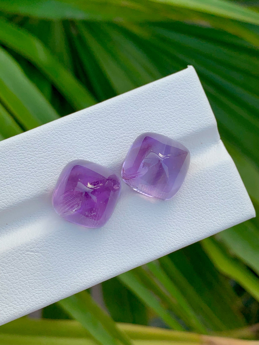 Amethyst Cabochon Pair: Deep Purple Sugarloaf Gemstones, 20.55 Carat