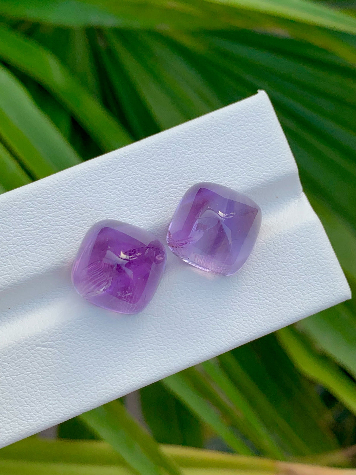 Amethyst Cabochon Pair: Deep Purple Sugarloaf Gemstones, 20.55 Carat