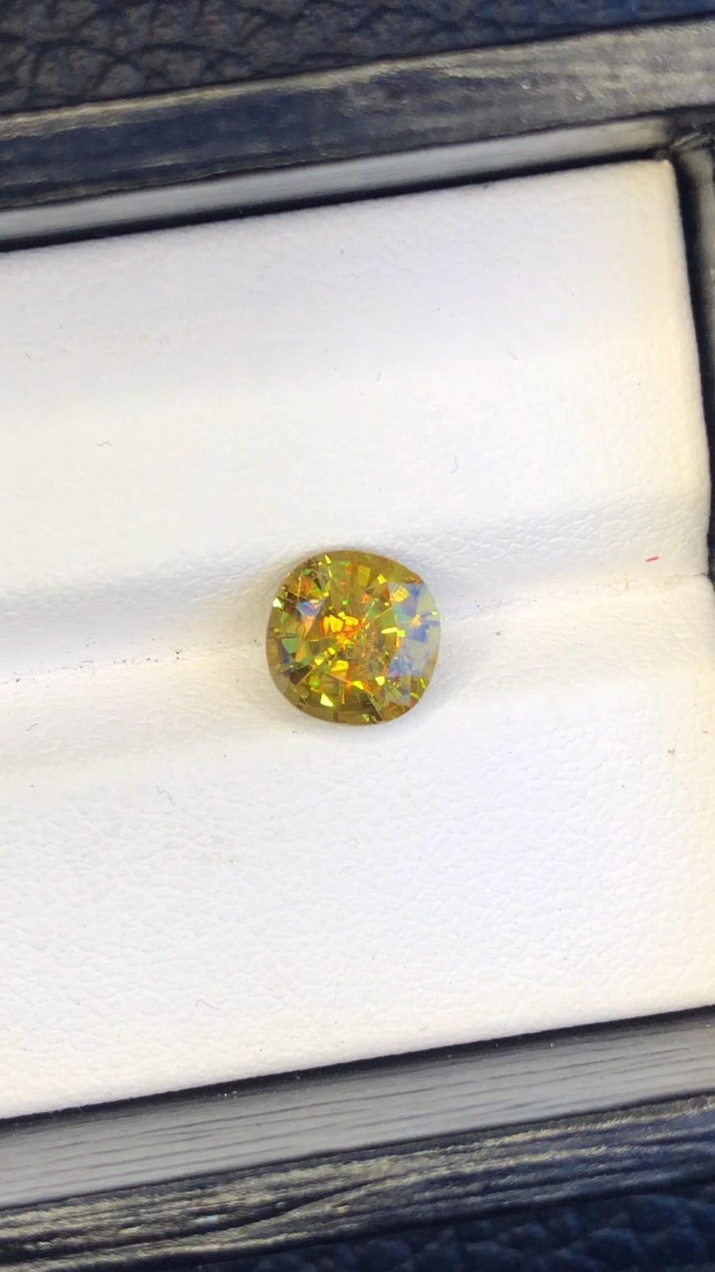 Natural Fire Sphene Gemstone: Round Faceted Titanite, 1.95 CT