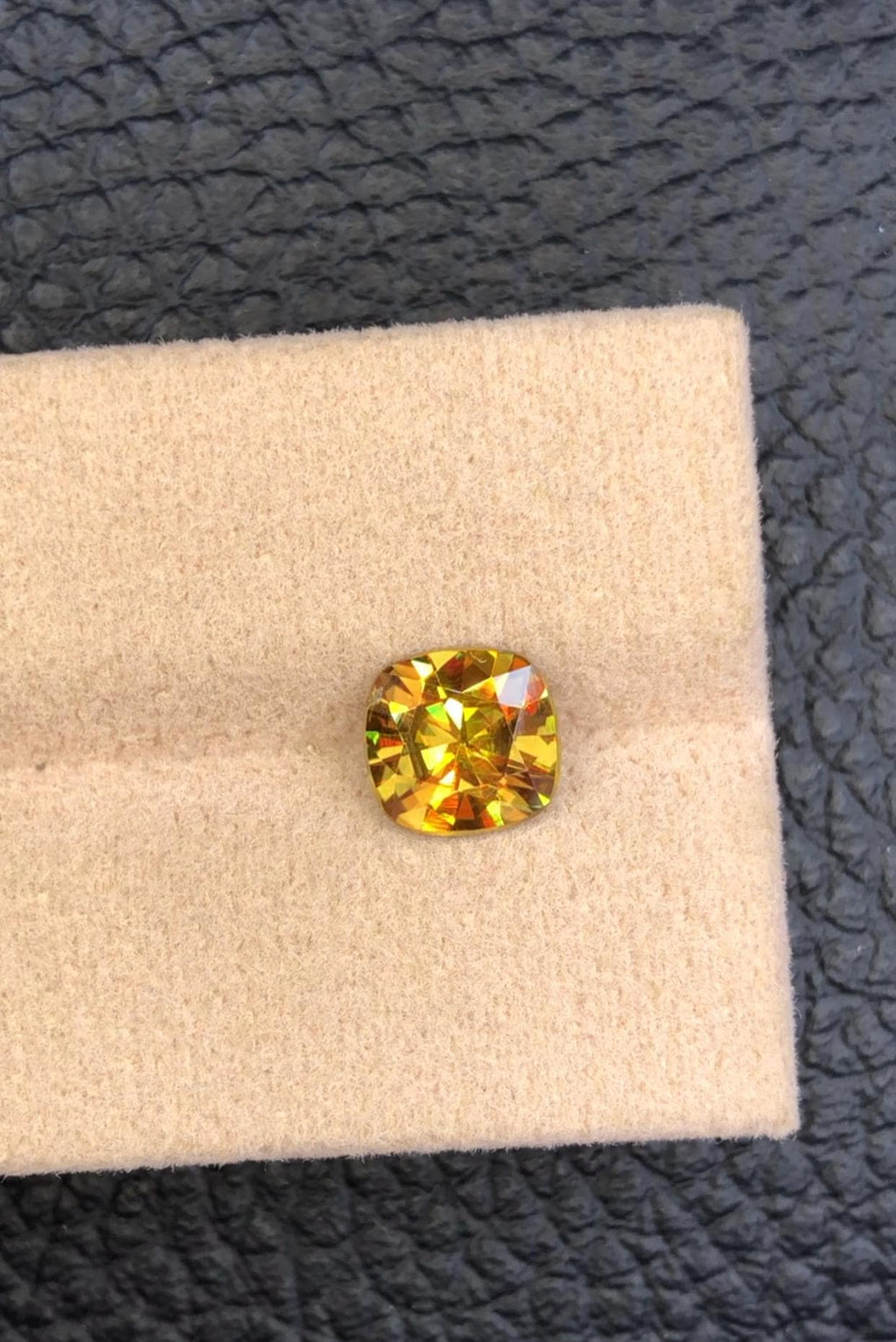 Cushion Cut Sphene Gemstone: 1.55 Carat Natural Titanite