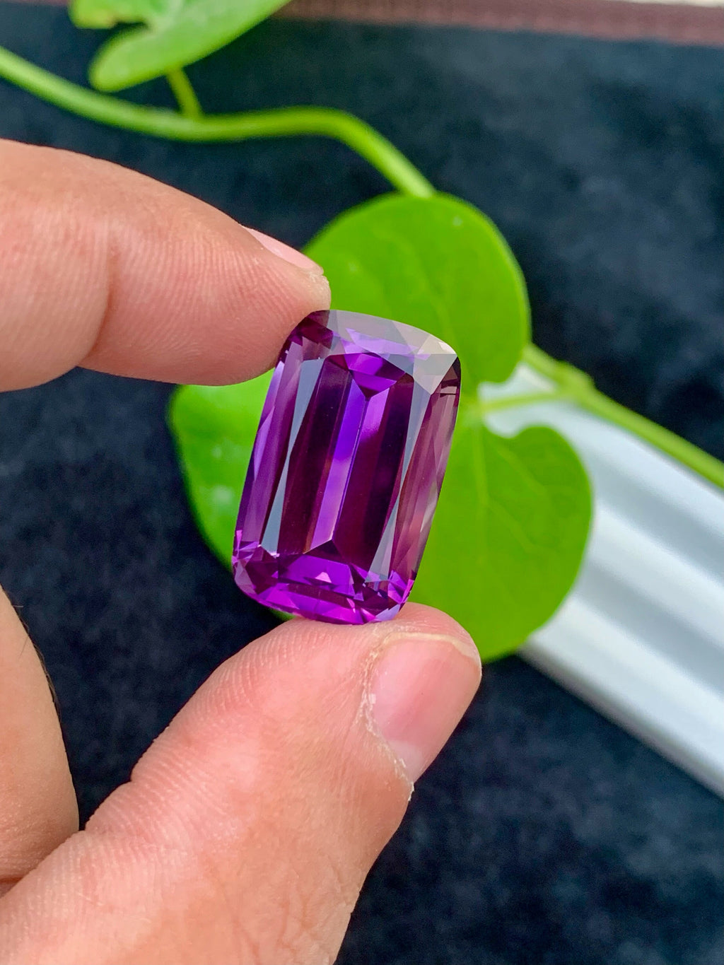 Natural Deep Purple Amethyst Gemstone: 26.00 CTS Cushion Cut, Africa