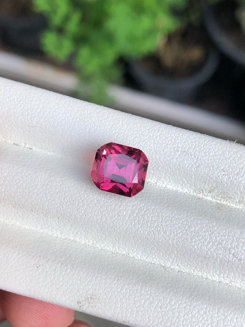Deep Pink Tourmaline Gemstone: 4 Carat Emerald Cut, October Birthstone
