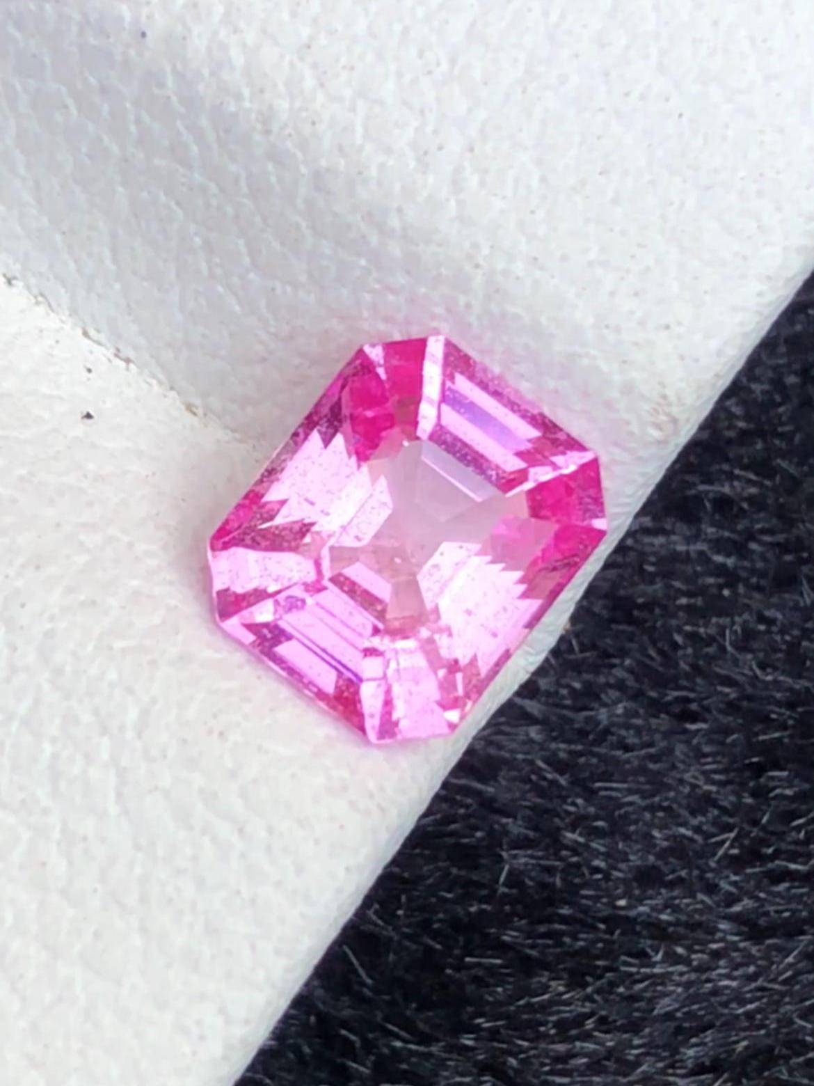 Pink Sapphire 1.24 ct Asscher Cut – No Heat Pink Gem from Sri Lanka