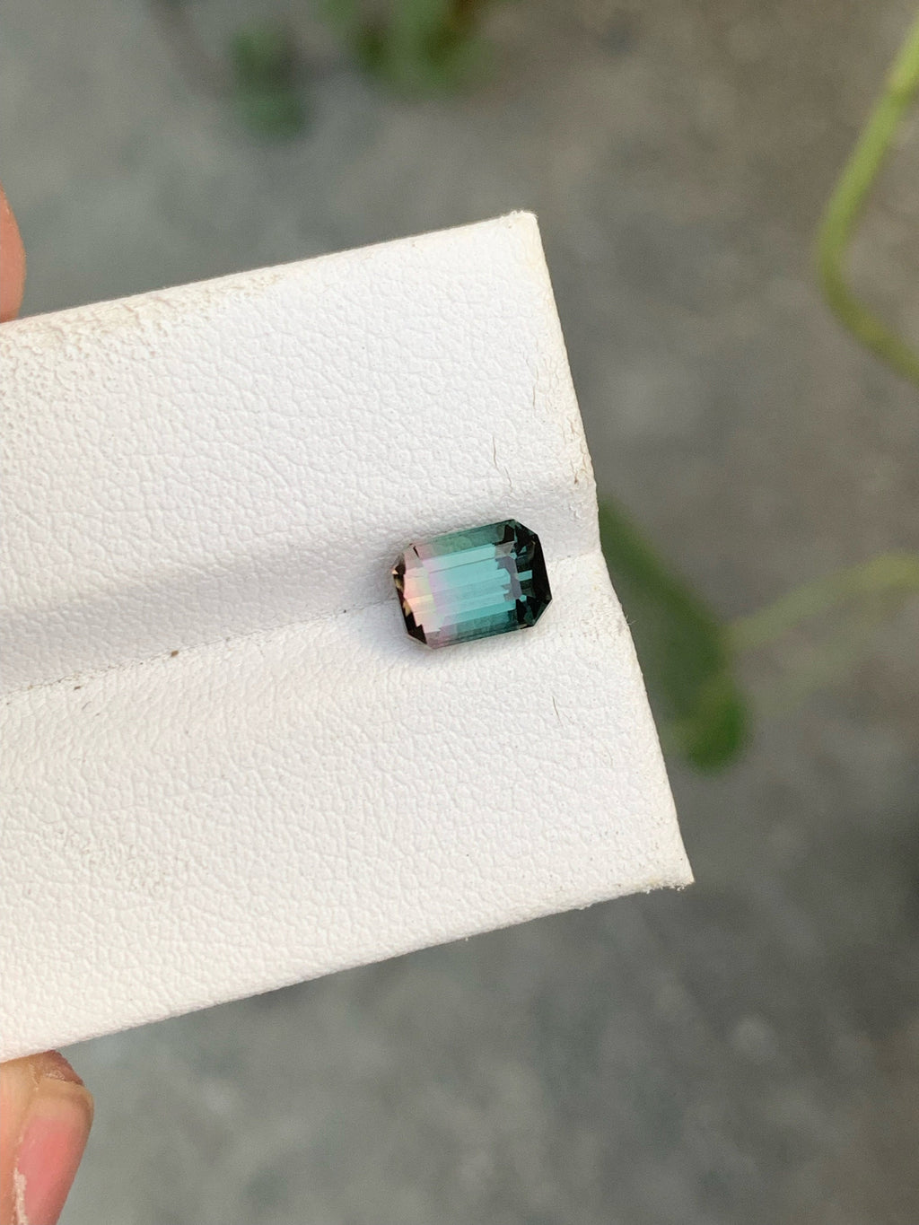 Bi-Color Tourmaline Loose Gemstone: Emerald Cut, 1.40 CT