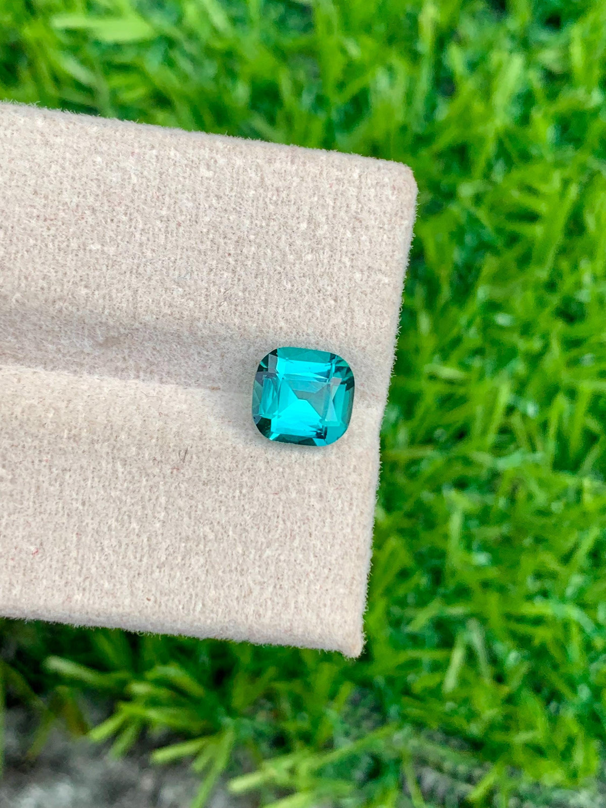 Blue Lagoon Tourmaline Stone: 1.25 CT Faceted Cushion Cut Gemstone