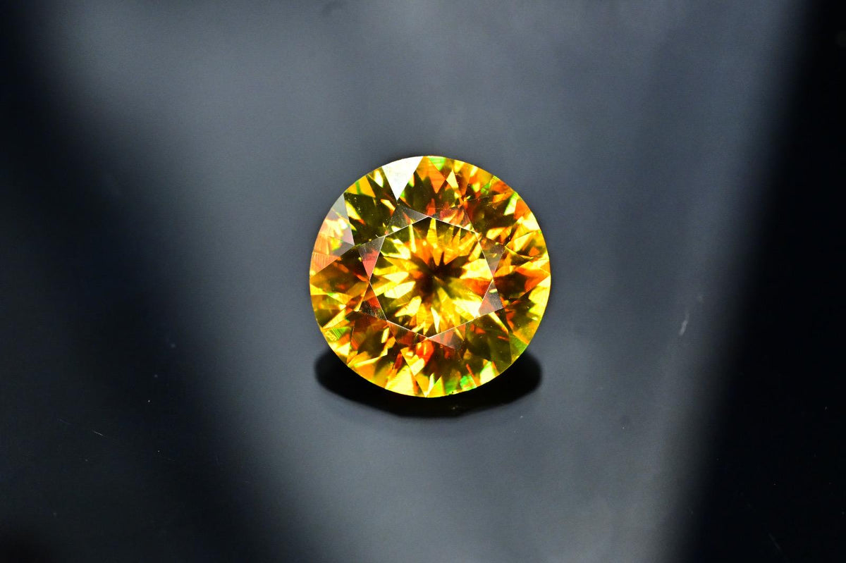 Natural Fire Sphene Gemstone: Round Cut, 5.85 CT, Himalayan Origin