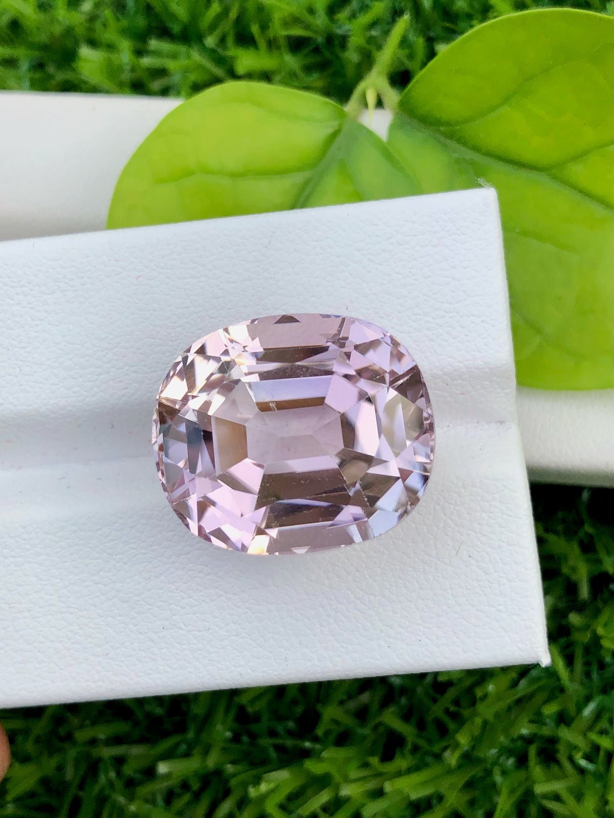 Peach Pink Kunzite Gemstone: 34.10 CT Faceted Cushion Cut