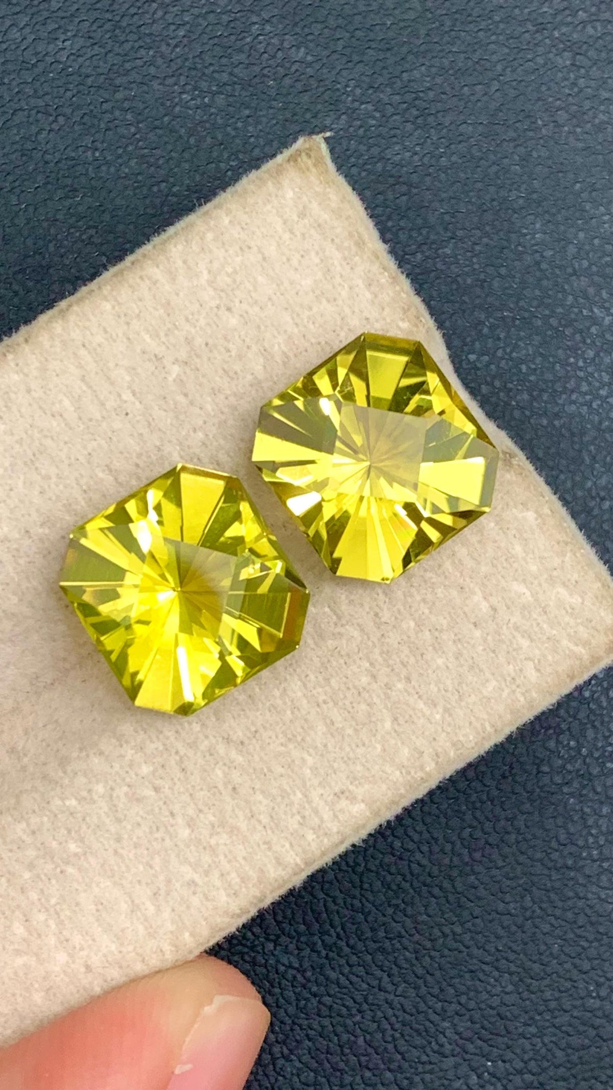 Olive Citrine Gemstone Pair: Fancy Cut November Birthstone, 11.67x11.07 mm