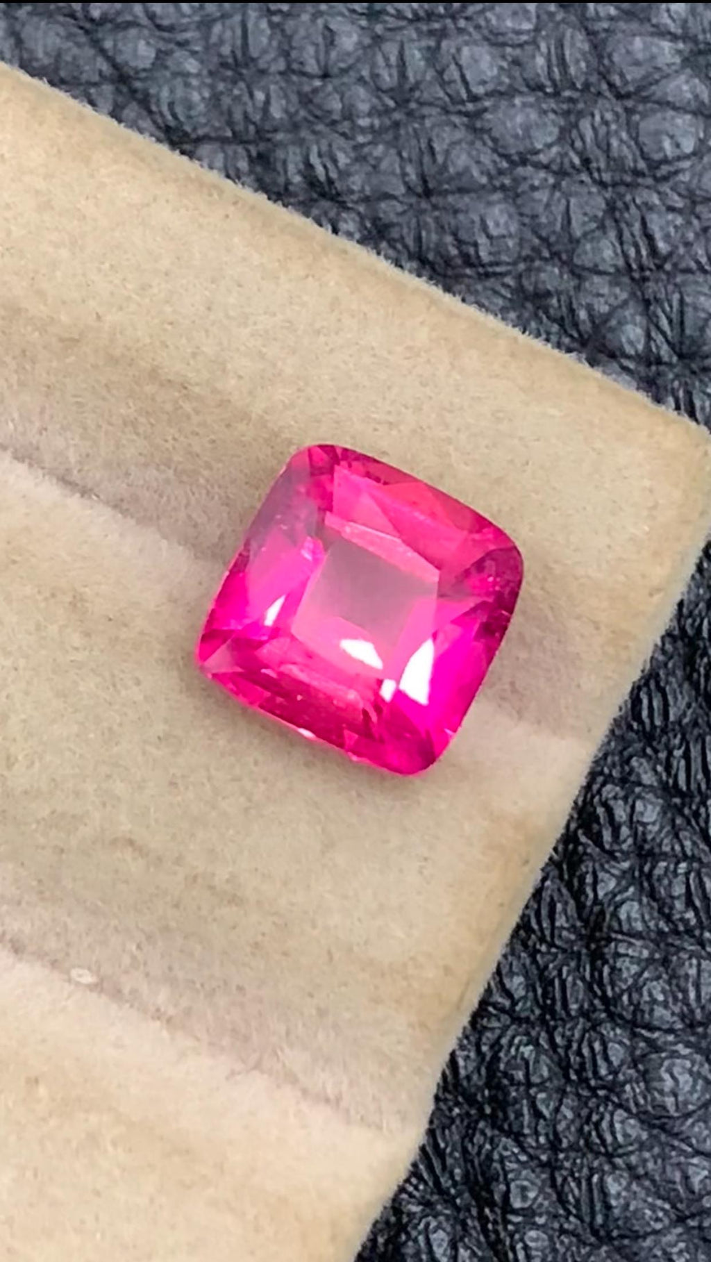 Rubellite Tourmaline Gemstone: 2.70 CT Deep Reddish Pink Cushion Cut
