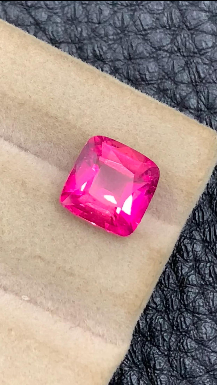 Rubellite Tourmaline Gemstone: 2.70 CT Deep Reddish Pink Cushion Cut