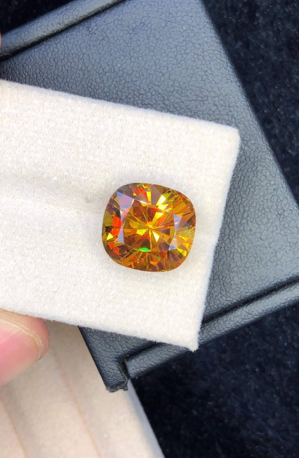 Cushion Cut Sphene Gemstone: 10.05 Carat AAA Grade Fire Stone