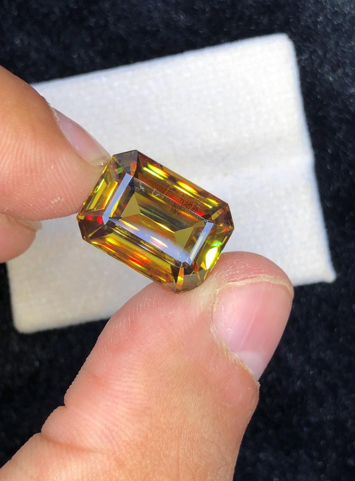 11.60 CT Full Fire Sphene Loose Gemstone: Cushion Cut Titanite Stone