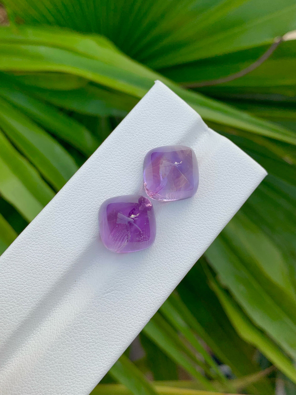 Amethyst Cabochon Pair: Deep Purple Sugarloaf Gemstones, 20.55 Carat