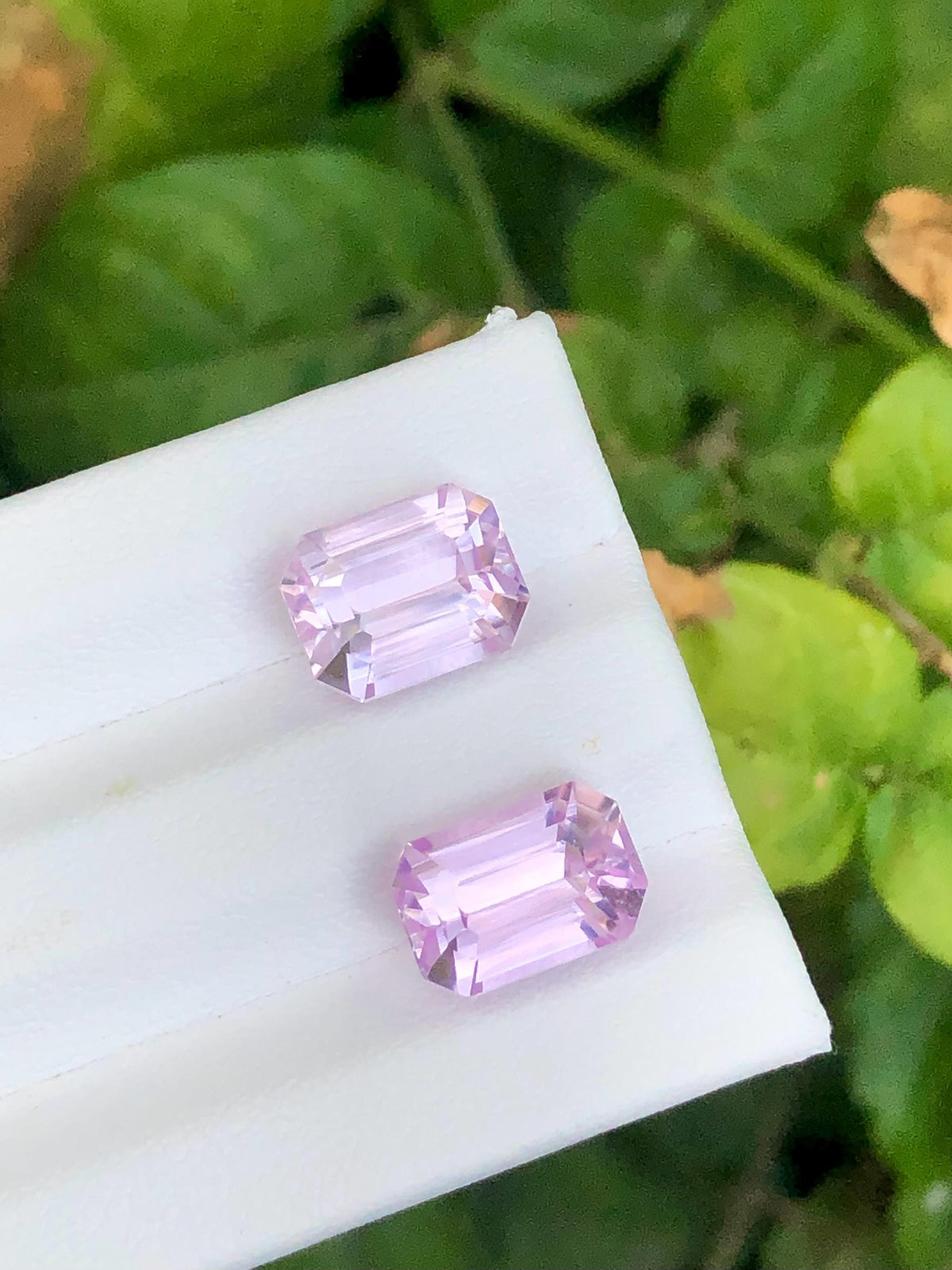 Pink Kunzite Pair 9.25ct Emerald Cut Gemstones from Afghanistan – Sparkling Matching Set
