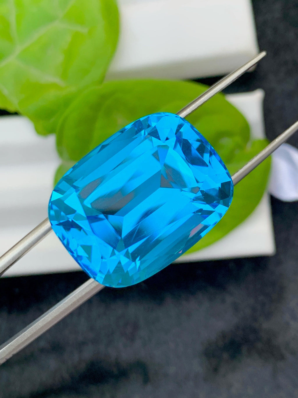 57.25 CT Swiss Blue Topaz Gemstone: Cushion Cut Jewelry Stone