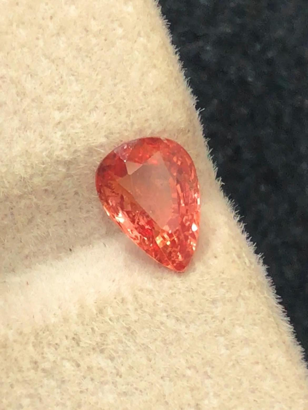 Padparadscha Sapphire 1.07ct Pear Cut – Elegant Peach-Pink Sparkle (GRS Certified)