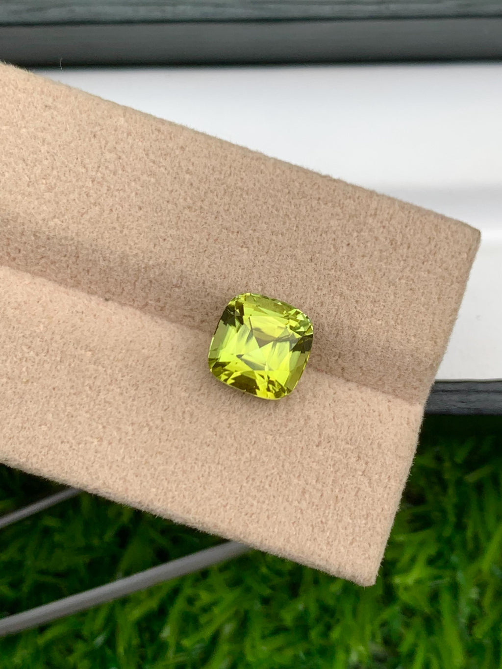Lime Green Tourmaline Stone: 3.15 CT Cushion Cut Gemstone