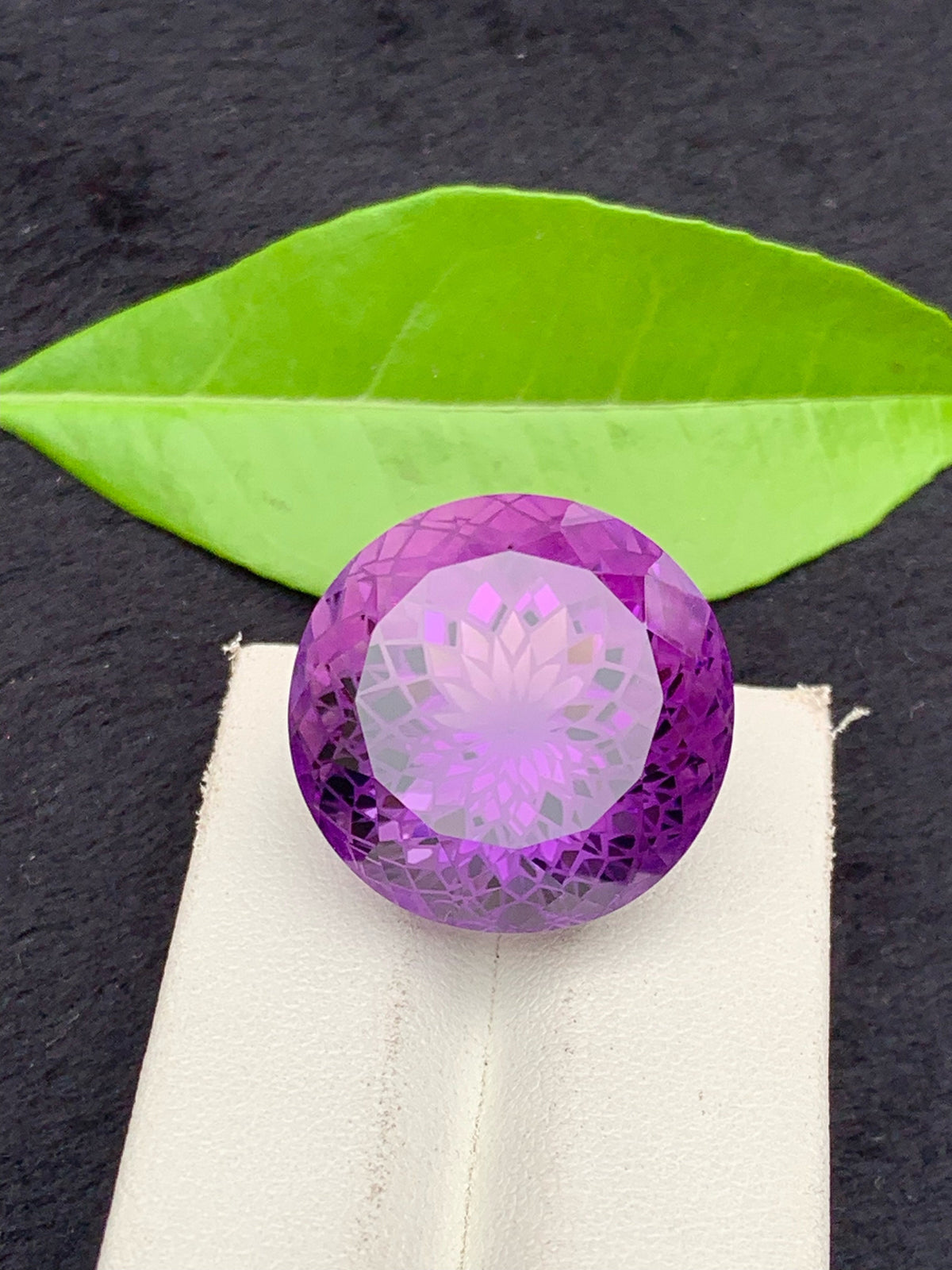 Round Precision Flower Cut Amethyst Loose Gemstone -44  Carats