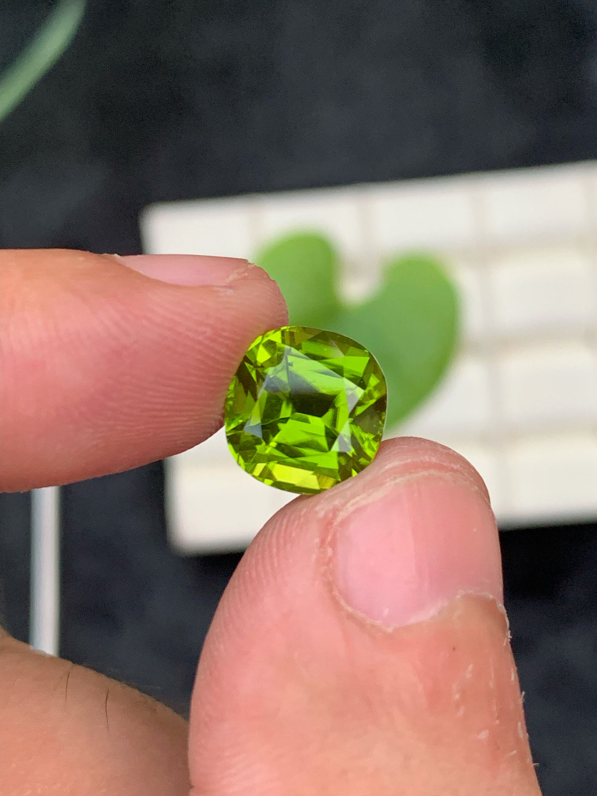 Lime Green Peridot Gemstone: 5 CT Cushion Cut, August Birthstone