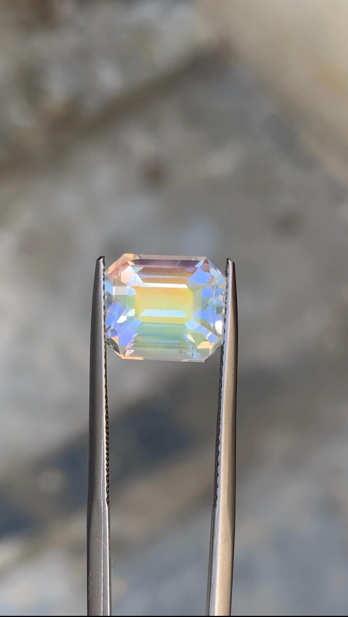 Emerald Cut Rainbow Moonstone Gemstone: Madagascar Loose Stone, 4.45 CT