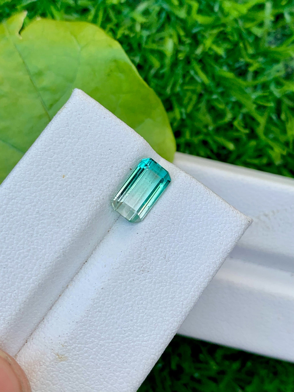 Bi-Color Tourmaline Gemstone: Emerald Cut, Blue/Green, Afghanistan (8.5x4x3 MM)
